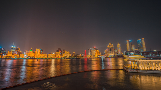 8k延时上海外滩外白渡桥纪念塔夜景视频