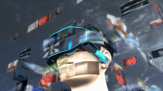 虚拟现实头盔艺术家概念视频