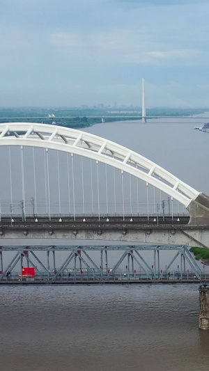 哈尔滨松花江滨洲铁路桥航拍视频黑龙江48秒视频
