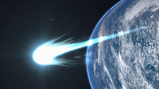 明亮的彗星飞过地球视频