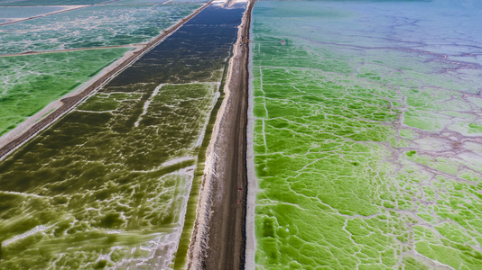 青海芒崖翡翠湖自然风光航拍视频