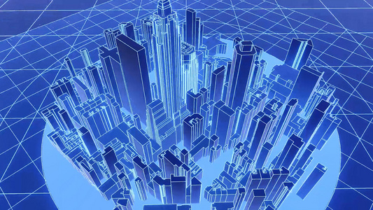 科技线性城市建筑生长动画视频