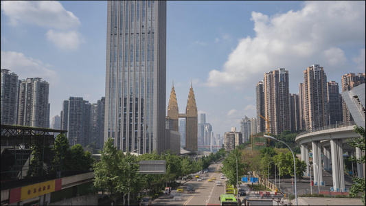 8k重庆城市生活城市交通坐标建筑延时素材[具体位置]视频