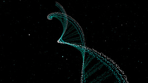 dna结构科学生物技术动画3d旋转细胞粒子在周围移动20秒视频