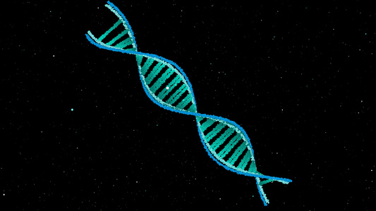 dna结构科学生物技术抽象动画3d蓝线旋转和细胞粒子视频