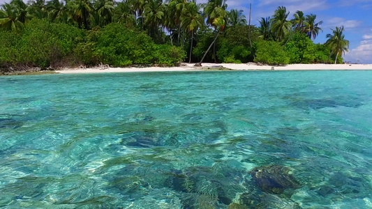 度假村附近白色沙滩背景清澈的海水热带泻湖海滩的空旷视频