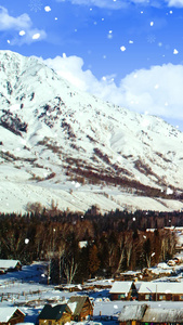 唯美的乡村雪景背景视频素材唯美雪花视频