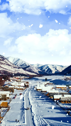 唯美的乡村雪景背景视频素材冬天背景30秒视频