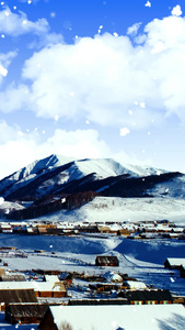 唯美的乡村雪景背景视频素材大自然雪景视频