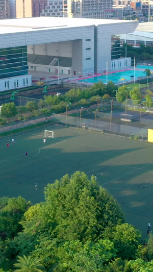 校园足球网球场运动区域航拍校园空镜42秒视频