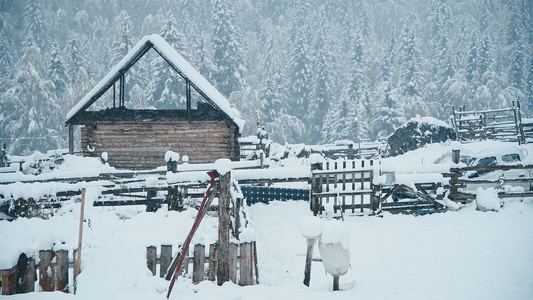 4K禾木契巴罗依村的雪景视频