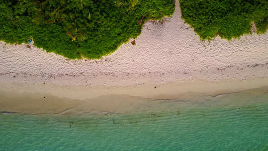 棕榈附近白色沙滩背景浅海的海洋泻湖海滩温暖海景视频