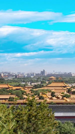 震撼延时俯瞰北京故宫全貌蓝天白云5A景区10秒视频