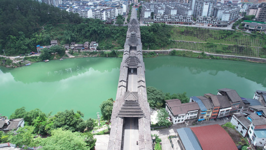 航拍柳州三江风雨桥视频