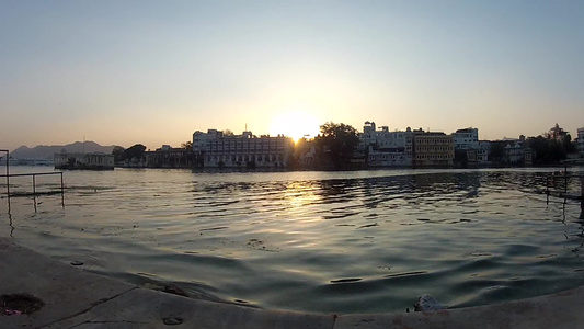 日落时的乌达普尔城堡印地亚视频