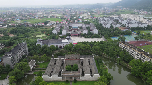 湖南湘潭湘乡市东山书院航拍视频