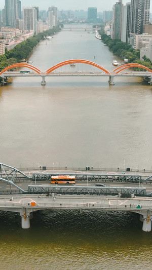高清广州珠江上的海珠大桥交通广州市69秒视频