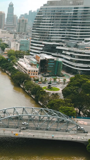 高清广州珠江上的海珠大桥交通地标建筑69秒视频