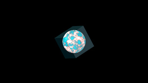 立方体核心能量冷却液体亮蓝色和海洋颜色表面缓慢下降20秒视频