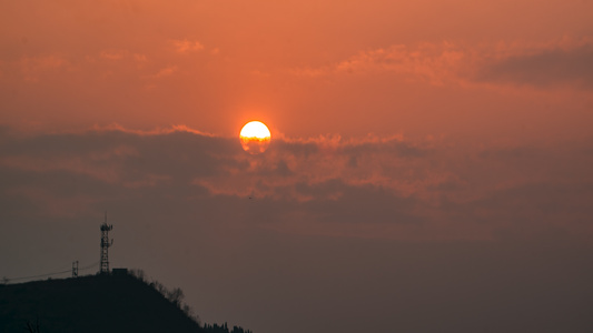 8k延时冬季日落夕阳素材视频