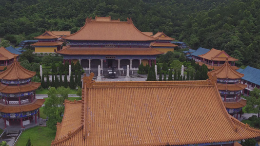 杭州余姚西隐禅寺古建筑古寺庙航拍视频