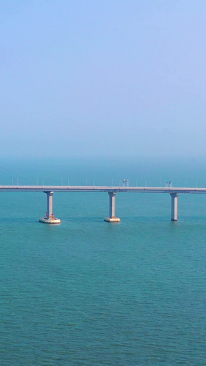 港珠澳大桥跨海大桥建筑航拍珠海段56秒视频
