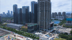 4k高清航拍深圳超级总部基地建筑工地未来CBD109秒视频
