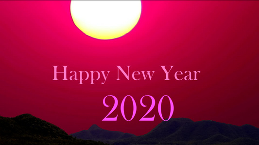 新的新年2020年彩色文字和一年的第一次日出视频