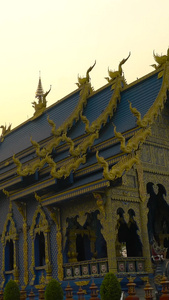 泰国清莱地标蓝庙实拍合集视频