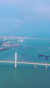 航拍澳门塔澳门西湾大桥城市跨海交通大桥建筑著名景点视频