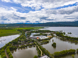 云南丽江拉市海湿地公园航拍24秒视频