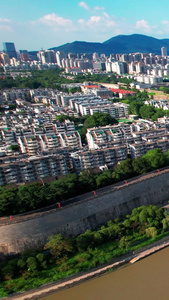 航拍南京民城墙雨花门风景明城墙视频