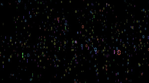 黑色屏幕上的移动抽象数字二进制的数码圆滑式矩阵色彩20秒视频
