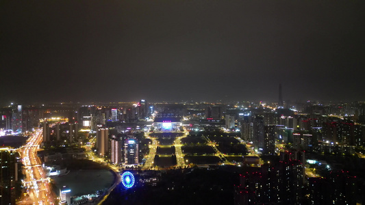 航拍成都东站夜景视频