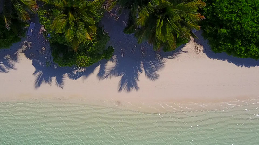 绿松石海和白色沙滩背景下完美海滨海滩度假的空中无人机视频