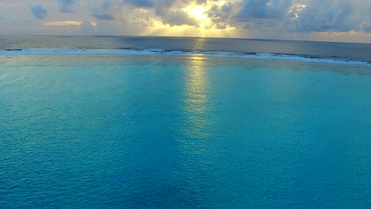 以蓝海和白沙背景观察海滩野生生物的狂风海岸景象视频