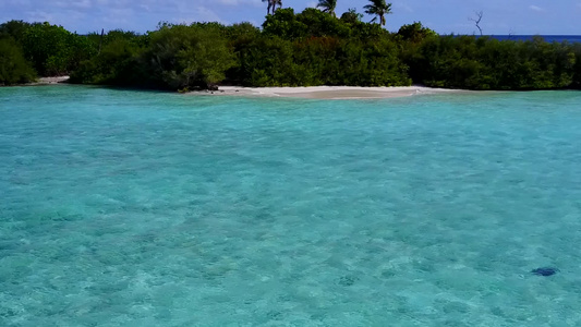 白沙背景蓝海放松海岸线海滩之旅的无人机空中天空视频