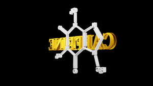 3d咖啡因文本及其化学结构20秒视频