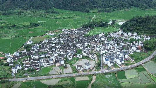 美丽乡村婺源农田航拍视频