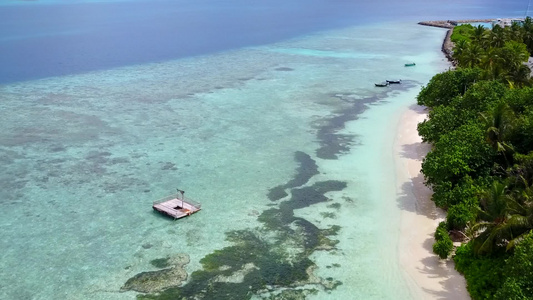 以蓝海和白沙背景的蓝海为目的地旅游海滩野生生物视频