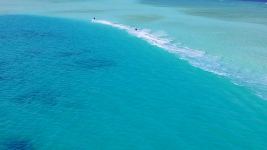 白沙背景透明海洋天堂海岸线海滩野生动物空中景观视频