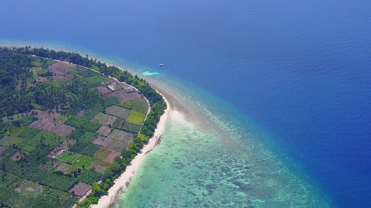 白沙背景蓝海热带旅游海滩航程空中旅行视频