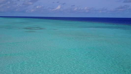 蓝海和白沙底蓝海对异国海岸海滩野生生物的纹理视频