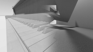 钢琴键和抽象混凝土形状3d动画和成像21秒视频