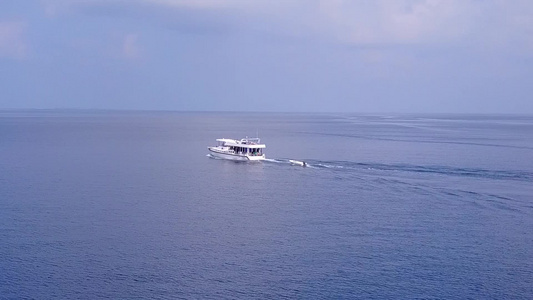 以水蓝色环礁湖和浅沙背景观测美丽的海岸海滩野生生物视频