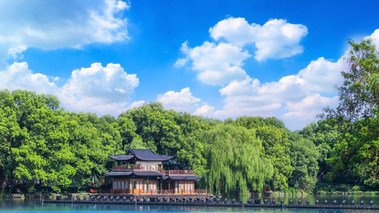 杭州西湖景色旅游风景照片合成背景视频视频