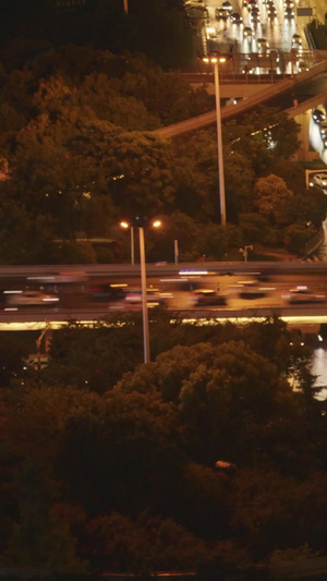 延时摄影航拍城市交通夜景灯光车流素材雨天素材12秒视频