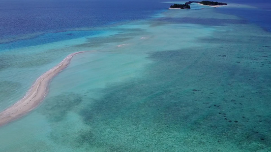 以浅环礁湖和清洁沙地背景观察海滩野生生物的天堂海洋视频