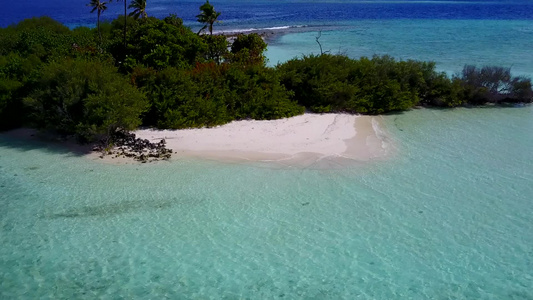 白沙背景透明泻湖放松海湾海滩时间的空中无人机景观视频