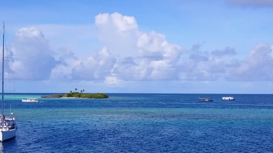 通过蓝海和白沙背景的蓝海放松海岸海滩野生生物的空中视频